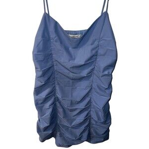 Abercrombie & Fitch Ruched Dress Womens Tall Sz L Mini Sleeveless Y2K Light Blue